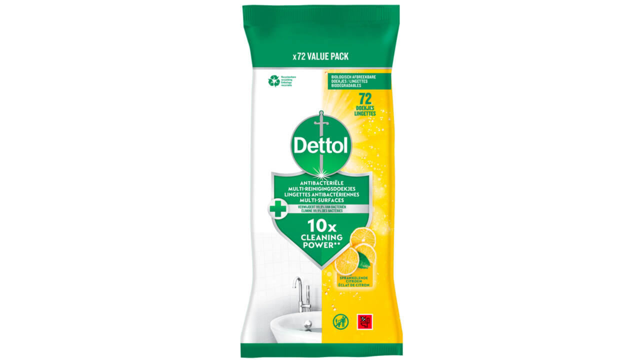 Reinigingsdoekjes Dettol antibacterieël Citrus 72st