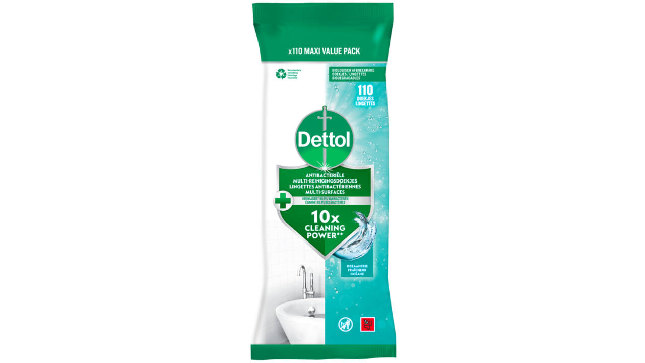 Reinigingsdoekjes Dettol antibacterieël Ocean 110st