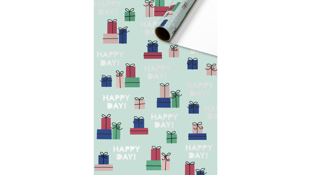 Inpakpapier Stewo Happy Birthday 200x70cm assorti