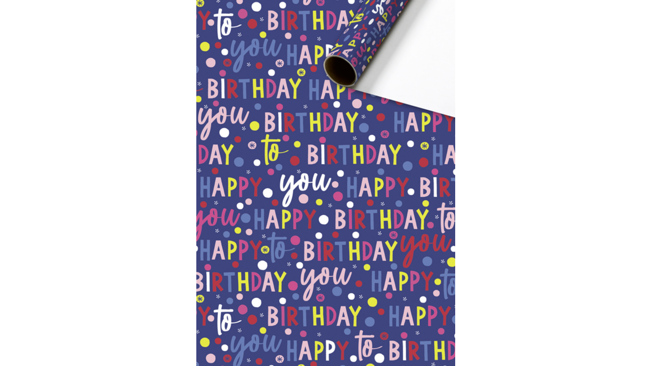 Inpakpapier Stewo Happy Birthday 200x70cm assorti
