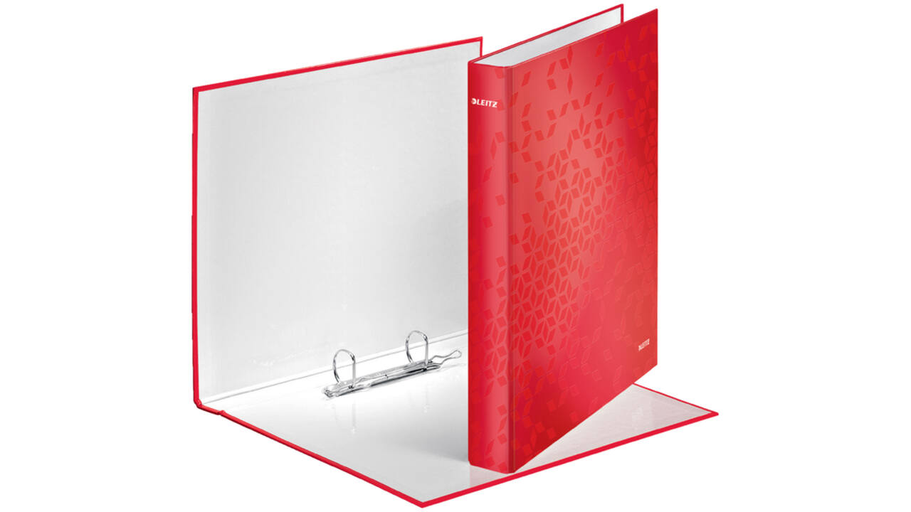 Ringband Leitz WOW A4 maxi 2-rings D-mechaniek 40mm rood