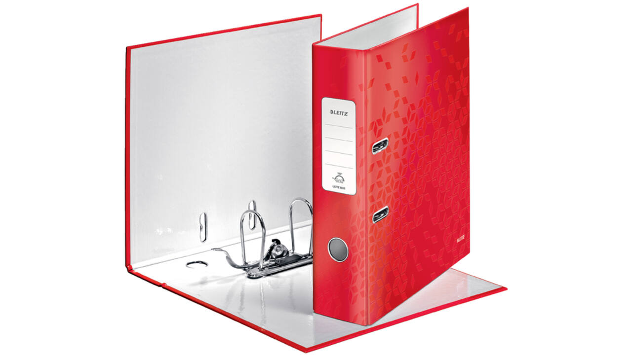 Ordner Leitz WOW 180 gelamineerd 85mm A4 rood