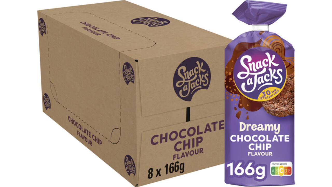 Rijstwafel Snack-a-Jacks chocololate chip pak 166 gram