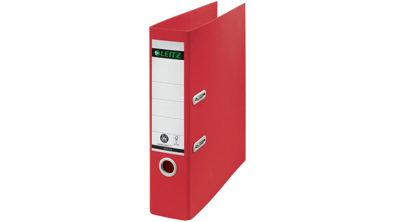 Ordner Leitz 180° Recycle 80 mm karton A4 rood