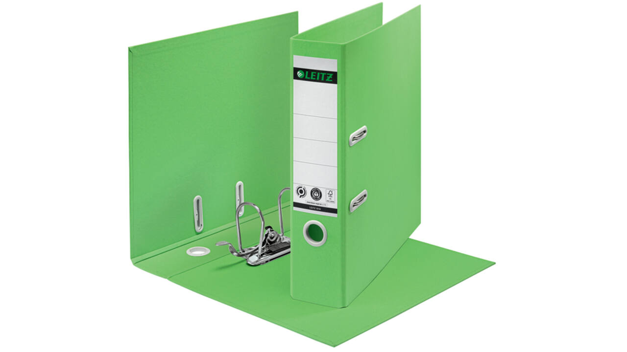 Ordner Leitz 180° Recycle 80 mm karton A4 groen