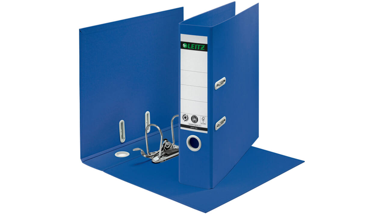 Ordner Leitz 180° Recycle 80 mm karton A4 blauw