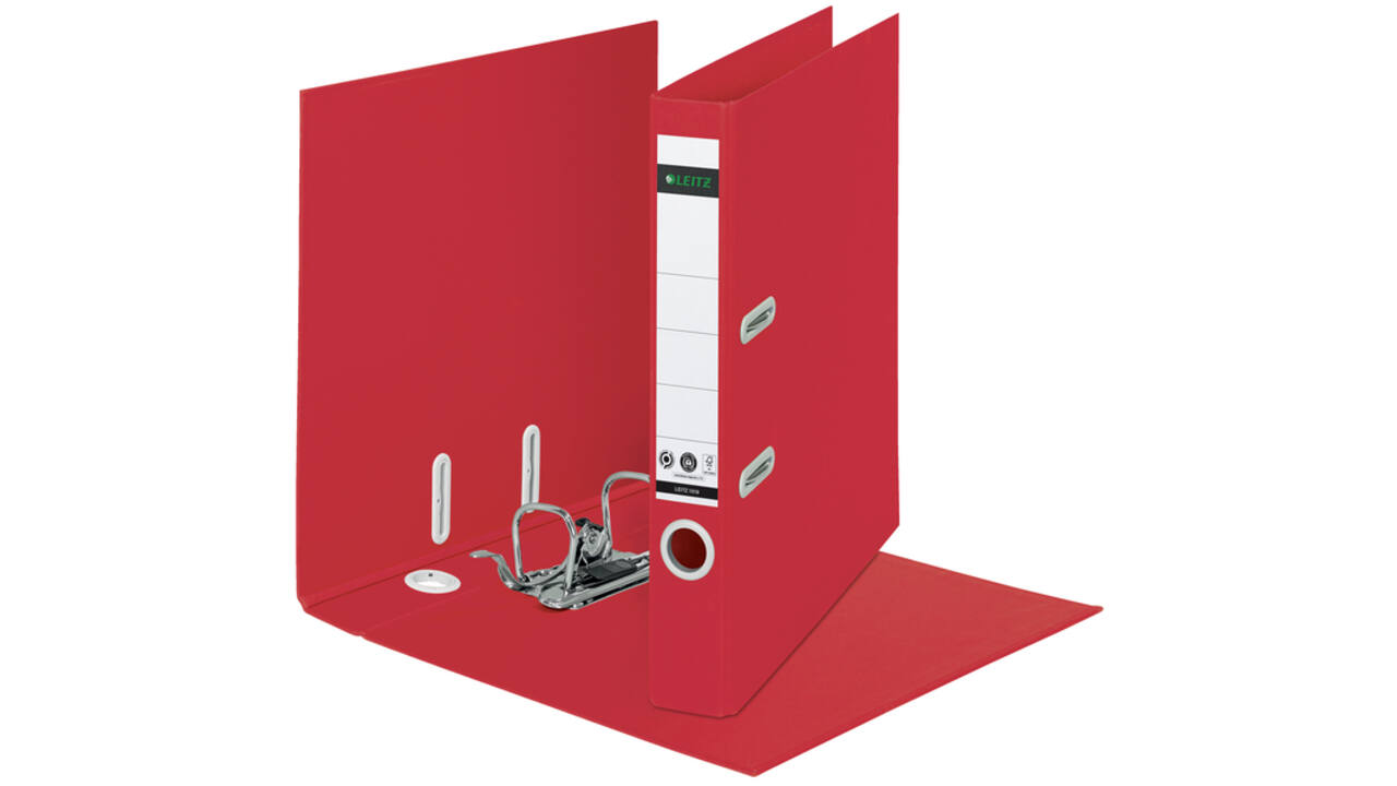 Ordner Leitz 180° Recycle 55 mm karton A4 rood