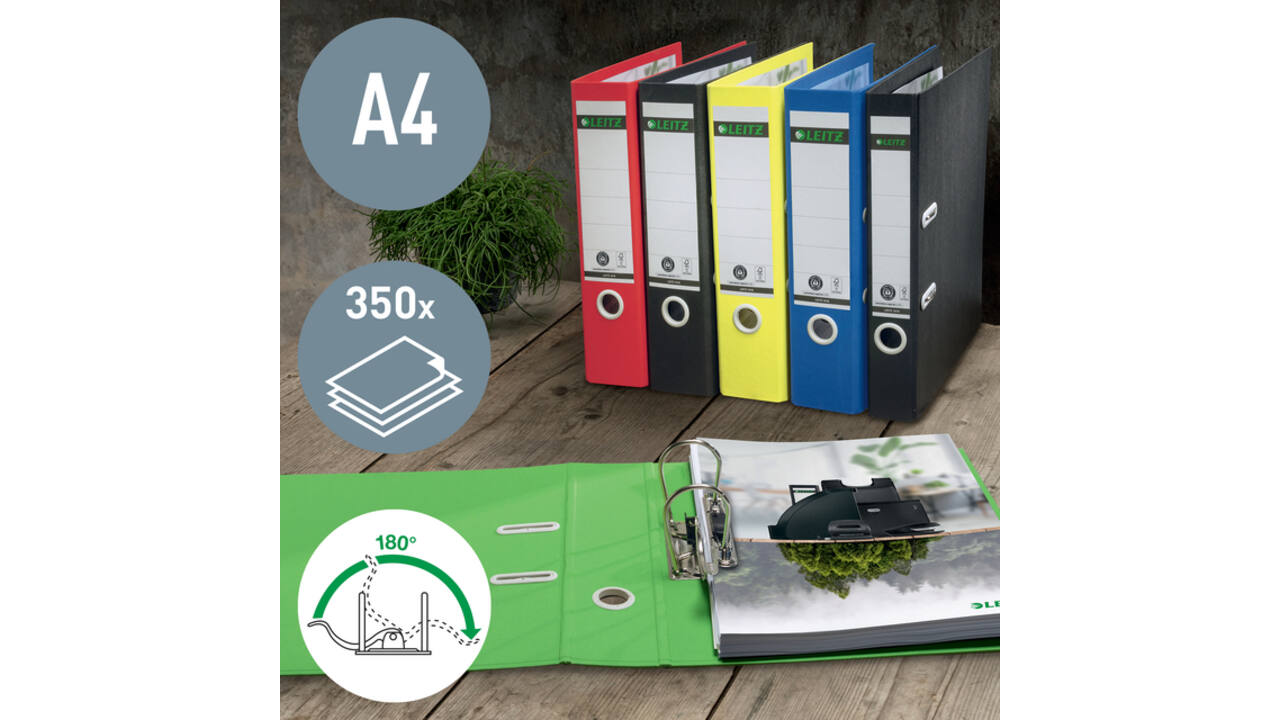 Ordner Leitz 180° Recycle 55 mm karton A4 rood