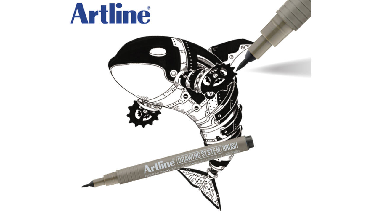 Fineliner Artline technisch brush zwart
