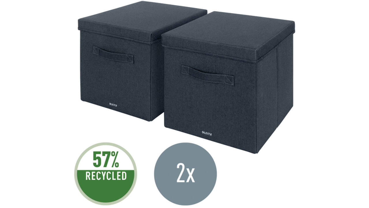 Opbergdoos Leitz gestoffeerd met deksel 330x325x380mm grijs 2 st