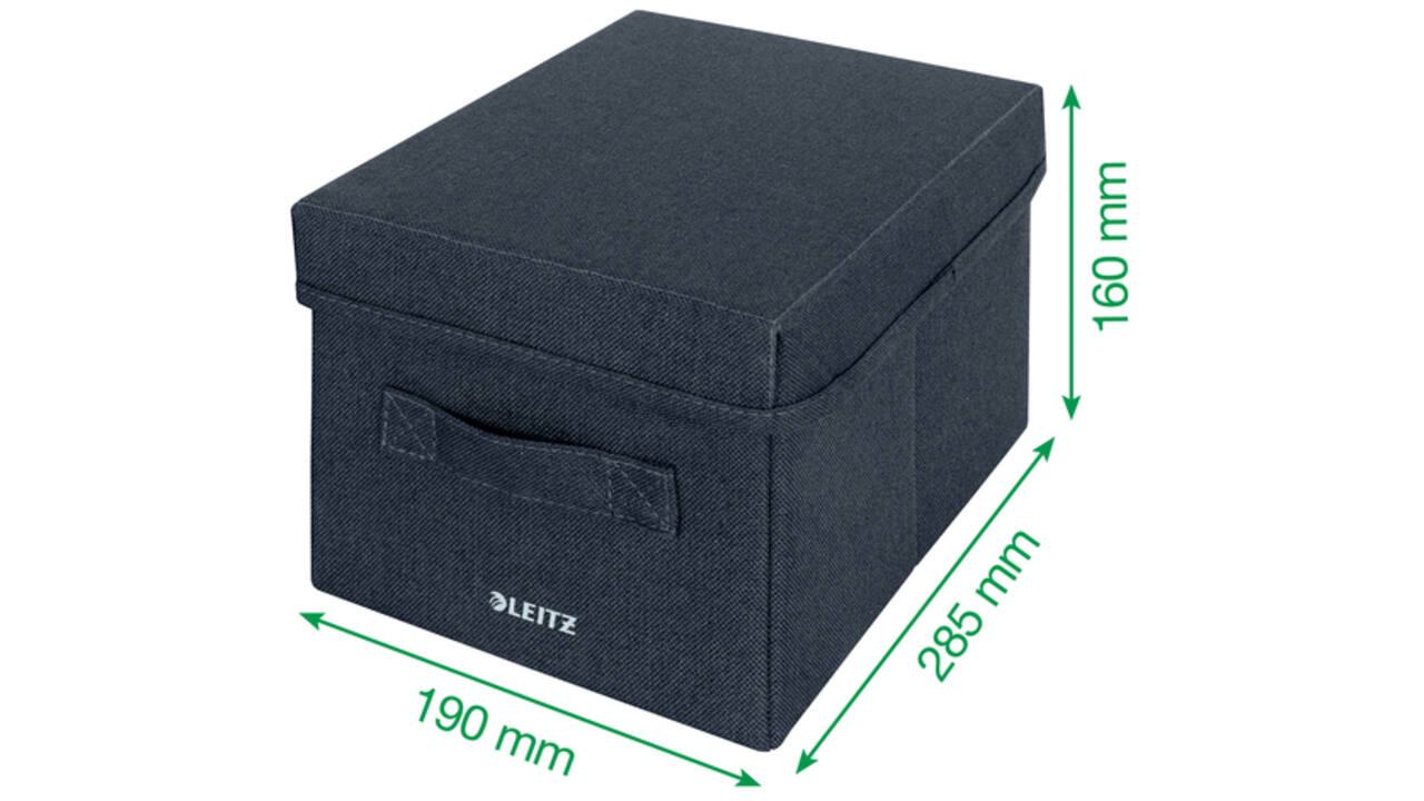 Opbergdoos Leitz gestoffeerd met deksel 190x160x285mm grijs 2 st