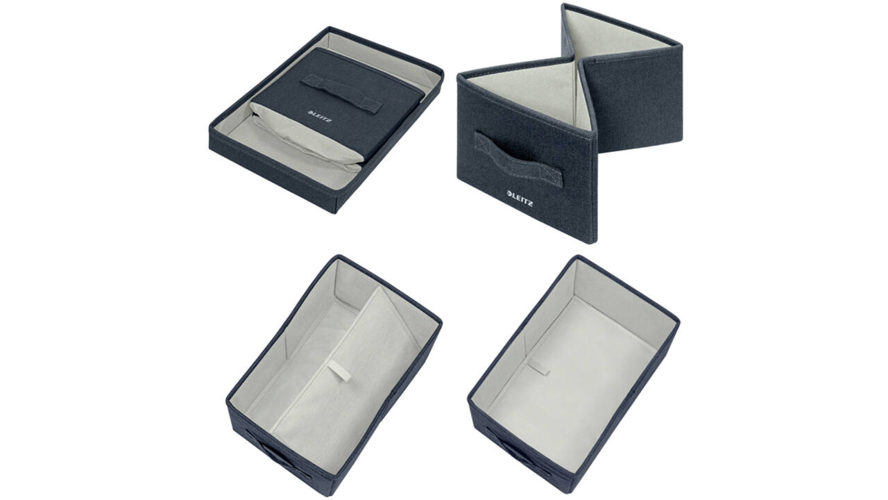 Opbergdoos Leitz gestoffeerd met deksel 190x160x285mm grijs 2 st