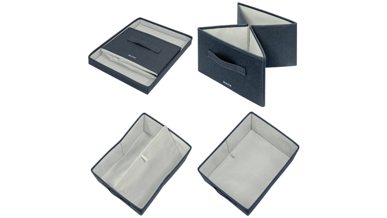 Opbergdoos Leitz gestoffeerd met deksel 285x203x380mm grijs 2 st