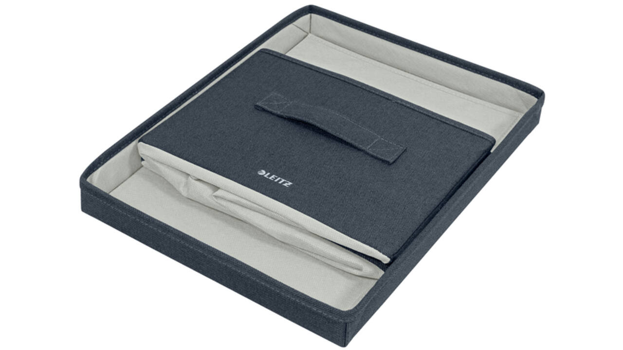 Opbergdoos Leitz gestoffeerd met deksel 285x203x380mm grijs 2 st