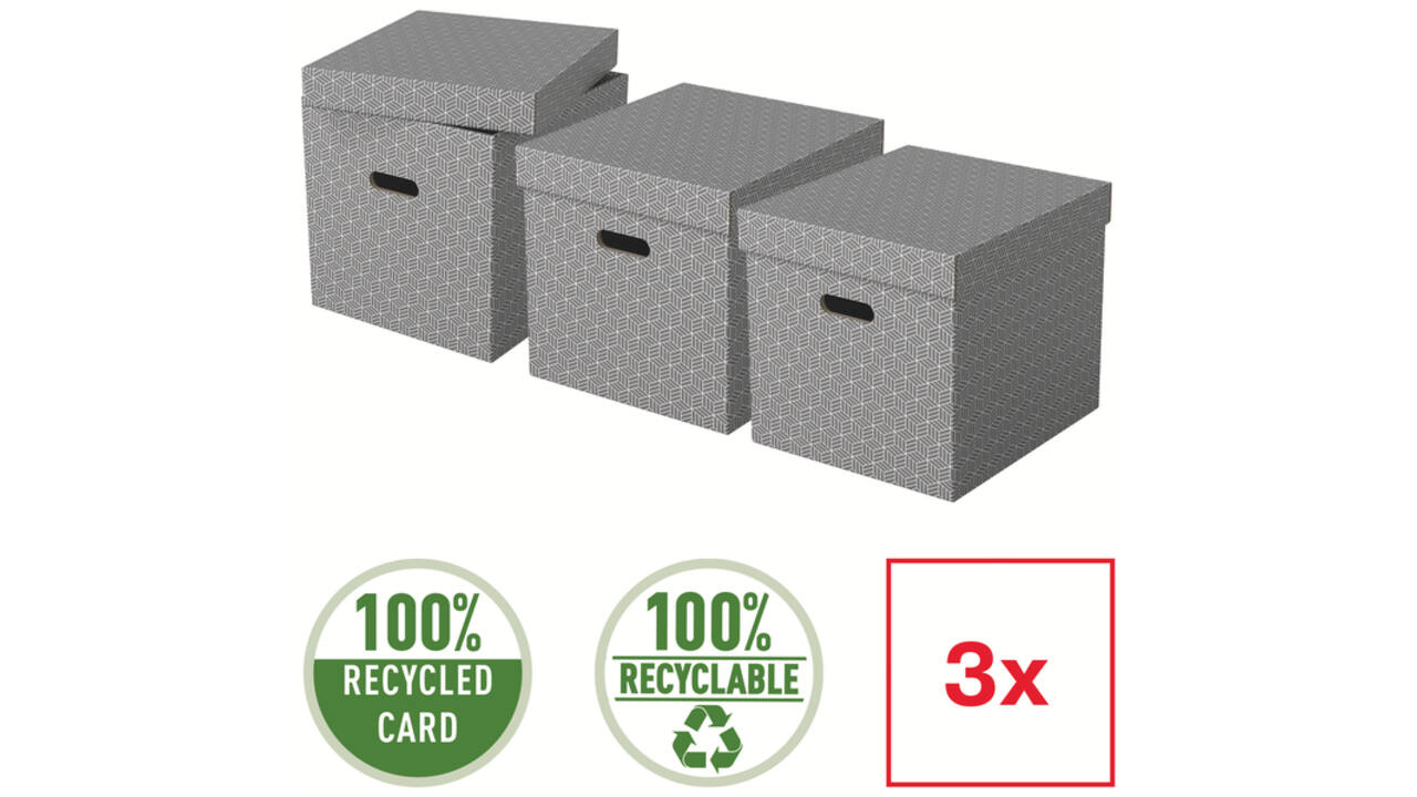 Opbergdoos Esselte home kubus 320x315x365mm grijs 3 stuks