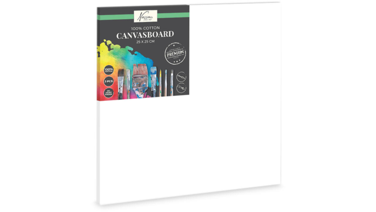 Canvasboard Nassau fine art 25x25cm 100% katoen 3 stuks