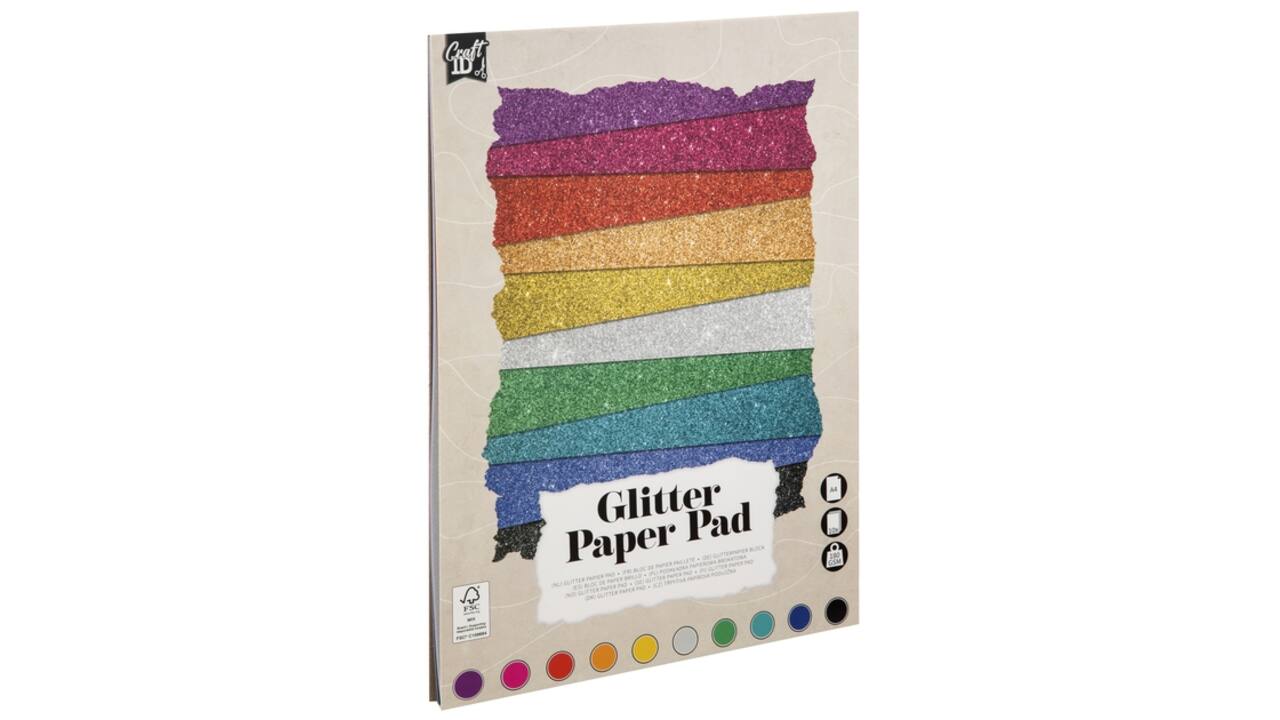 Hobbykarton CarftID glitter 24x34cm 180gr 10 vel 10 kleuren