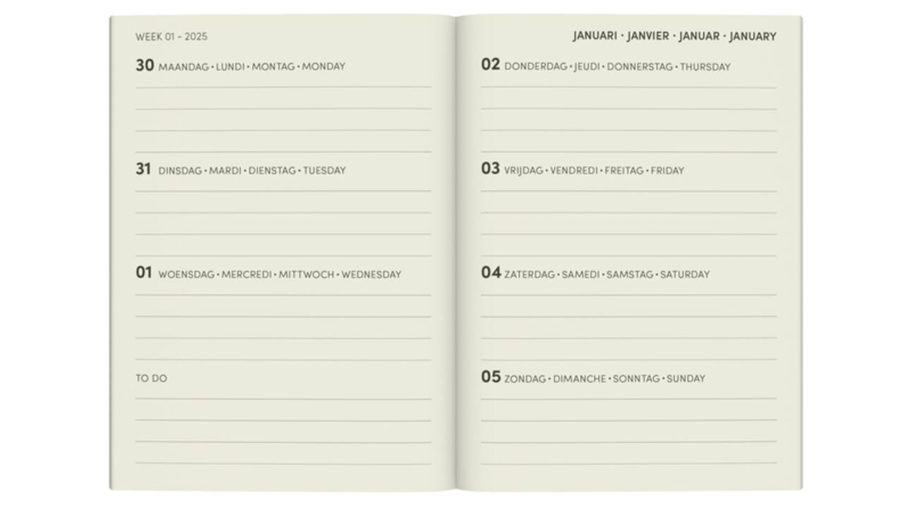 Agenda 2025 Lannoo Flowers watercolour aop 7dagen/2pagina's