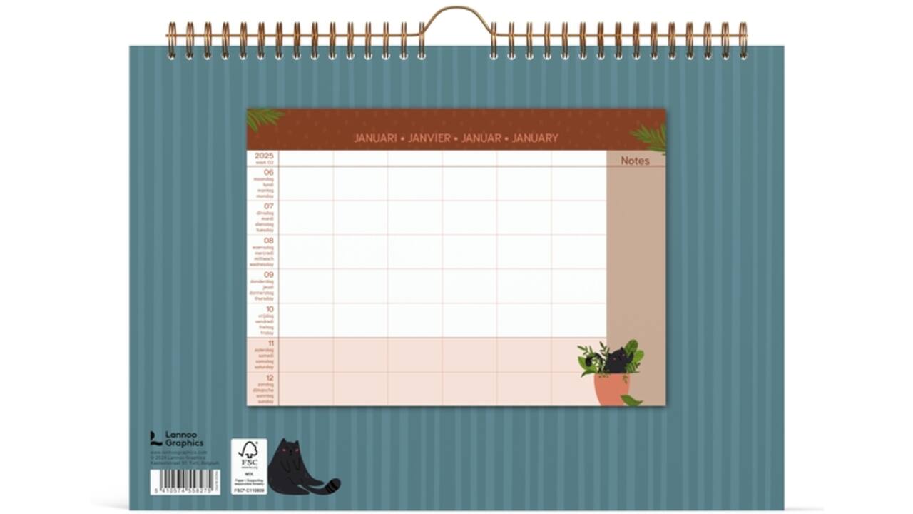 Familiekalender 2025 Lannoo 310x220 Cats 7dagen/1pagina