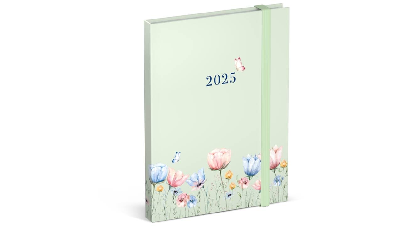 Agenda 2025 Lannoo Flowers watercolour green 7dagen/2pagina's