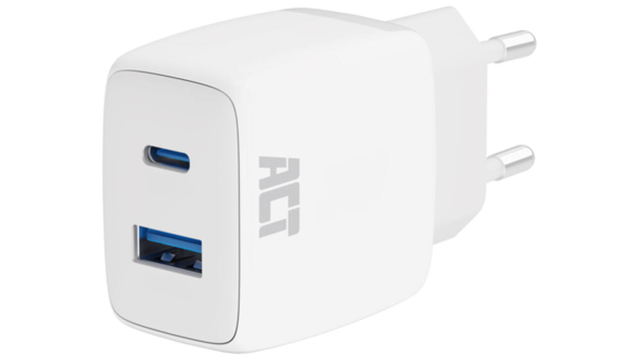 Oplader act 20w 2-poorts usb a+c wit