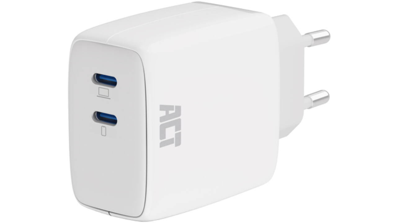 Oplader act 65w 2-poorts usb c wit