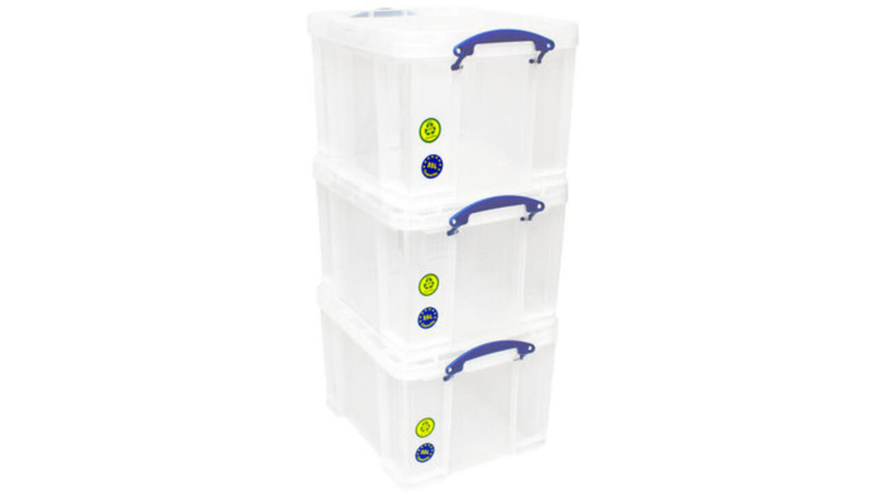 Opbergbox Really Useful 35 liter pak 3 dozen 480x390x310mm transparant wit