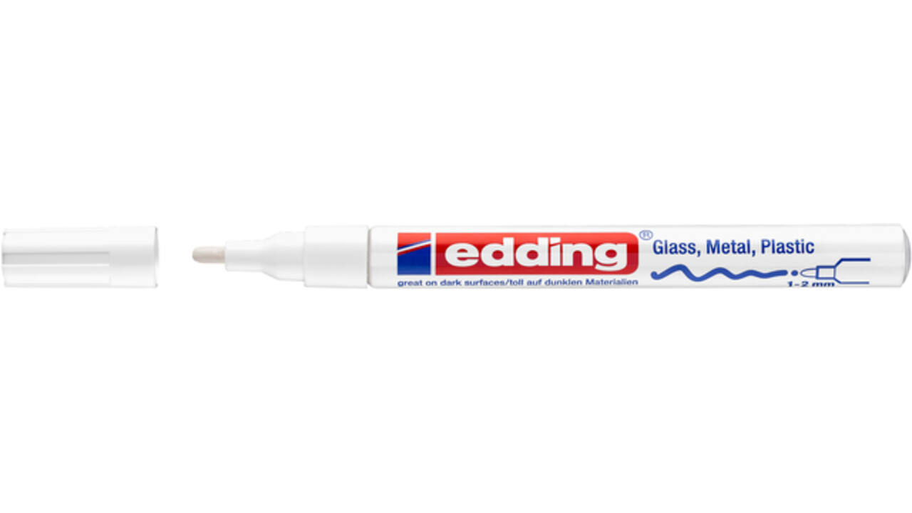 Viltstift edding 751 lakmarker creatief rond 1-2mm wit