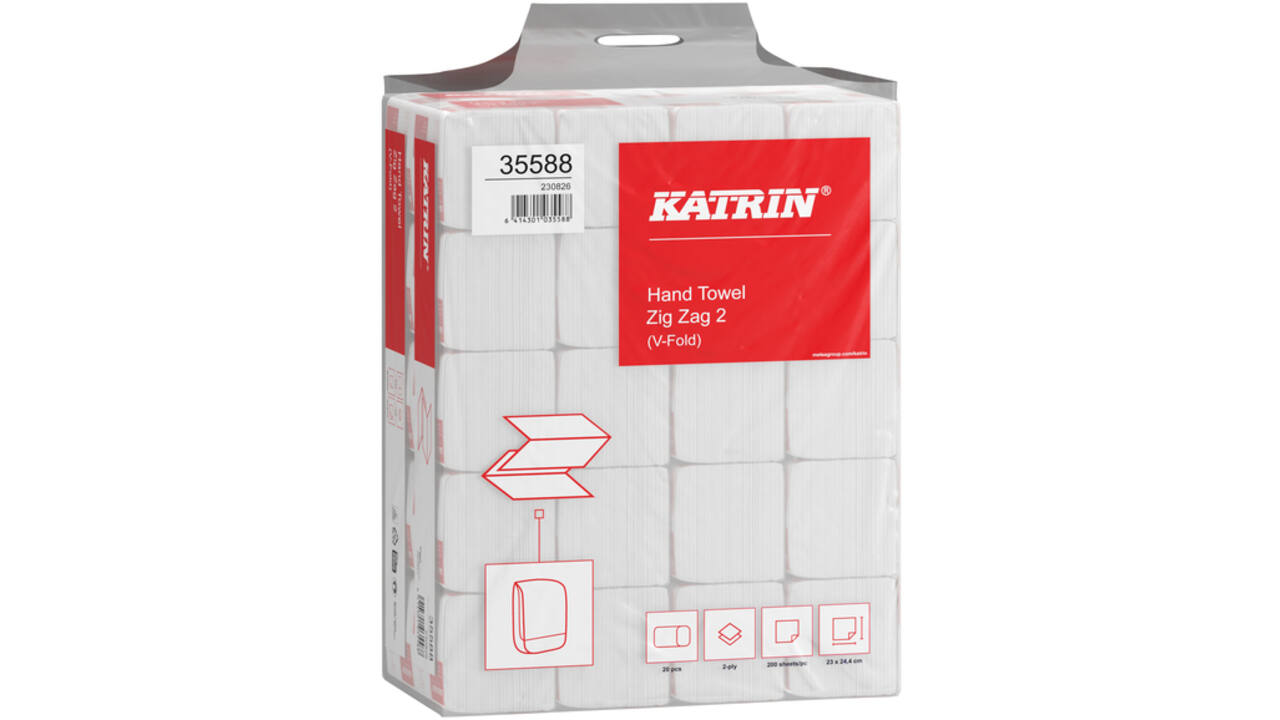 Handdoek Katrin Z-vouw 2-laags 24,4x23cm 20x200st 35588