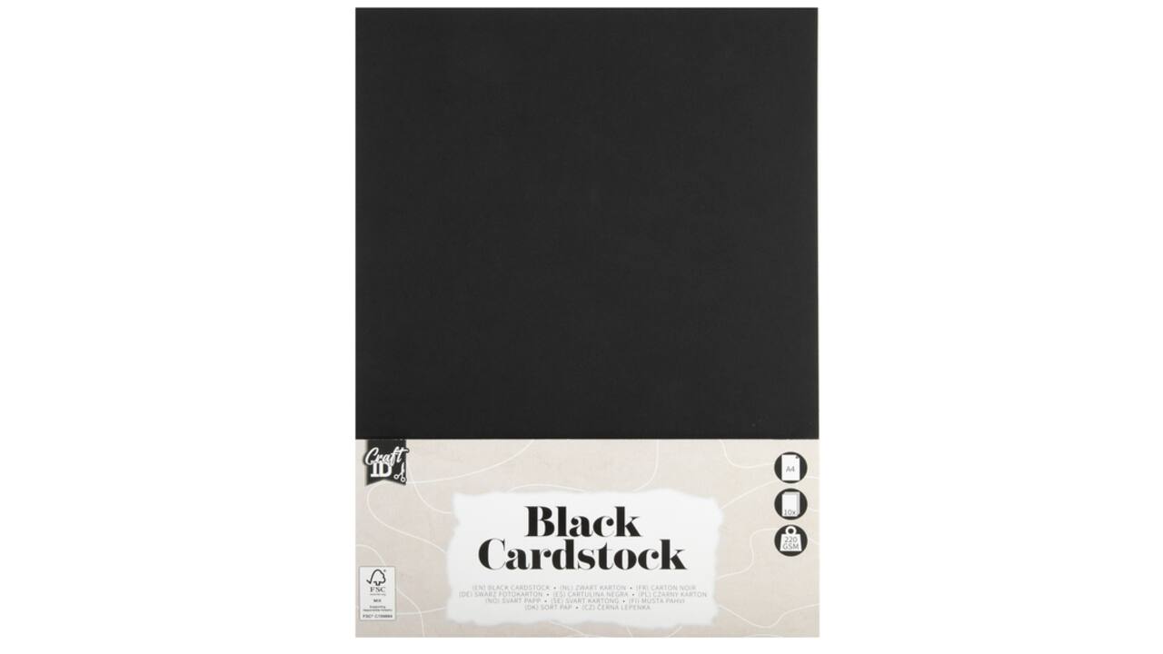 Hobbykarton CraftID A4 220gr zwart 10 vel