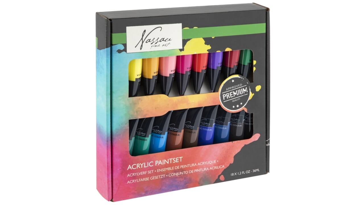 Acrylverf Nassau fine art doos à 18 tubes à 36ml