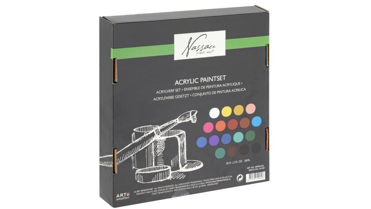 Acrylverf Nassau fine art doos à 18 tubes à 36ml