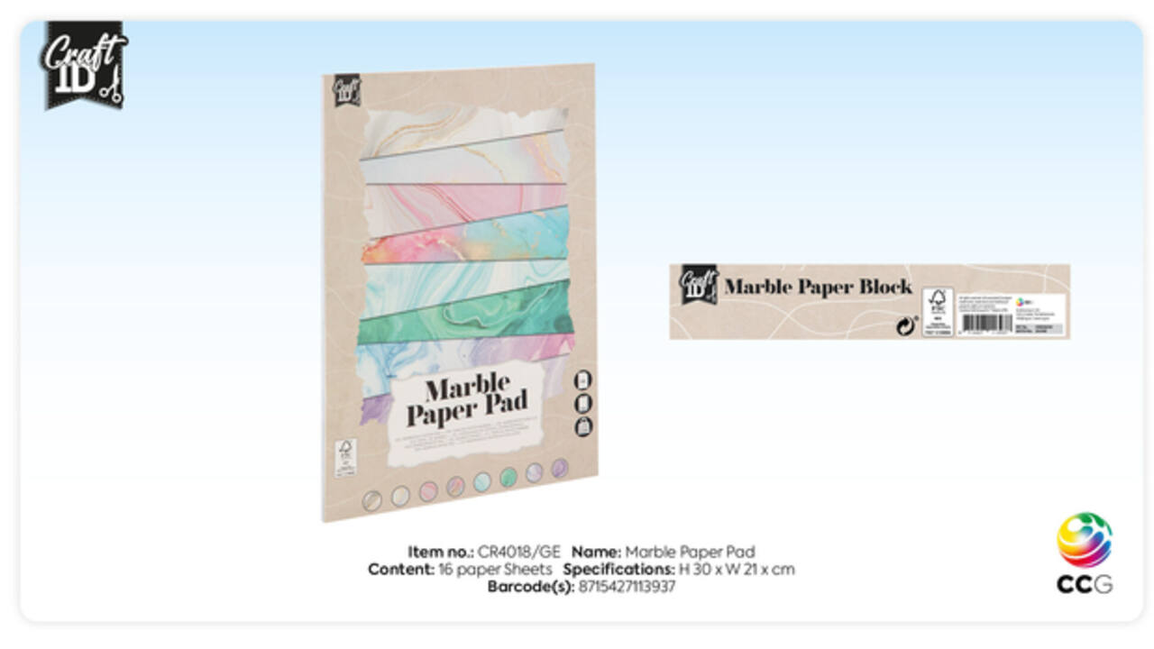 Hobbykarton CraftID A4 175gr marmer 16 vel
