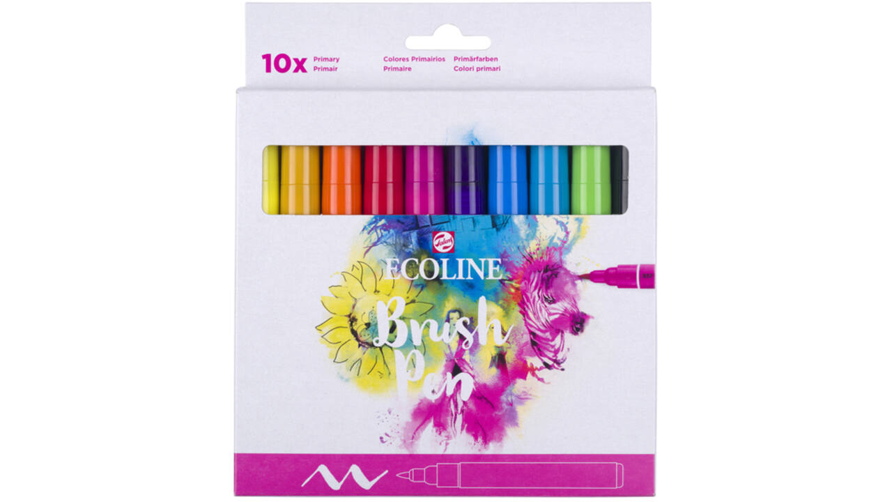 Brushpen Talens Ecoline set à 10 stuks primair