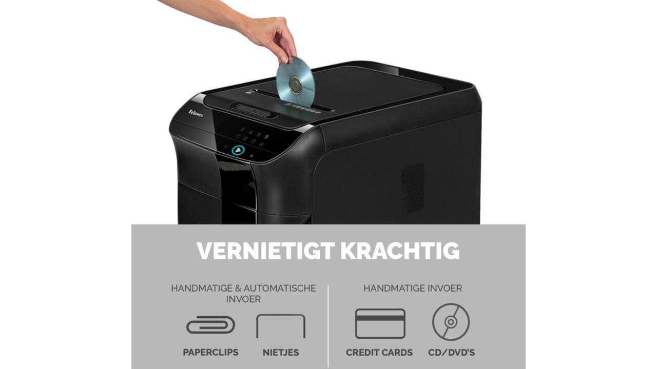 Papiervernietiger Fellowes Automax 450C snippers 4x38mm zwart