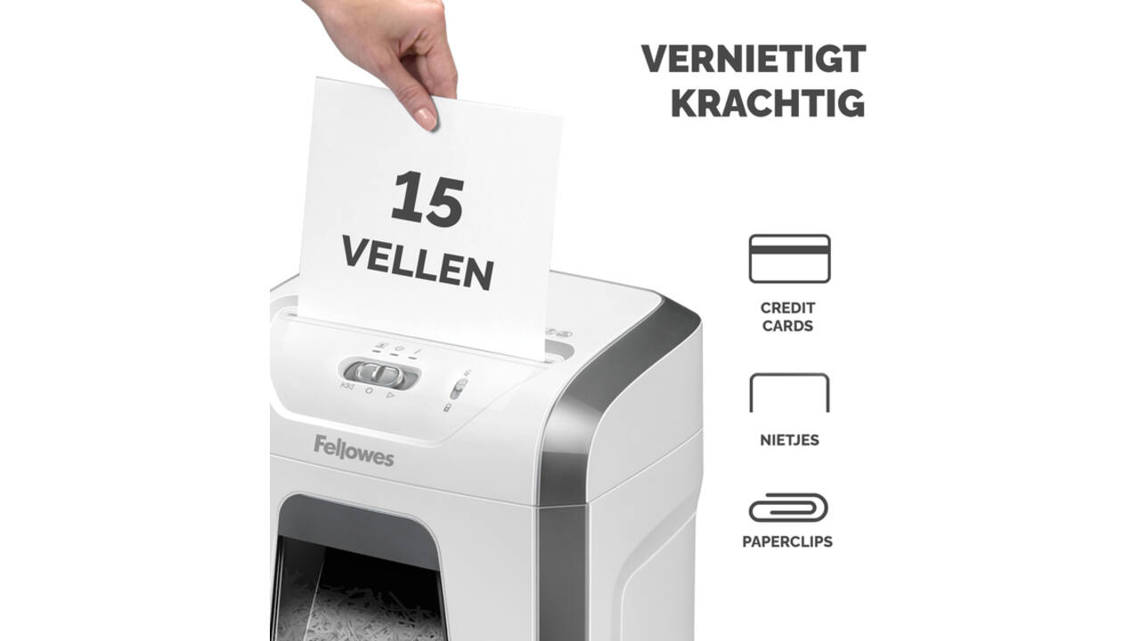 Papiervernietiger Fellowes Powershred 15C snippers 4x40mm wit