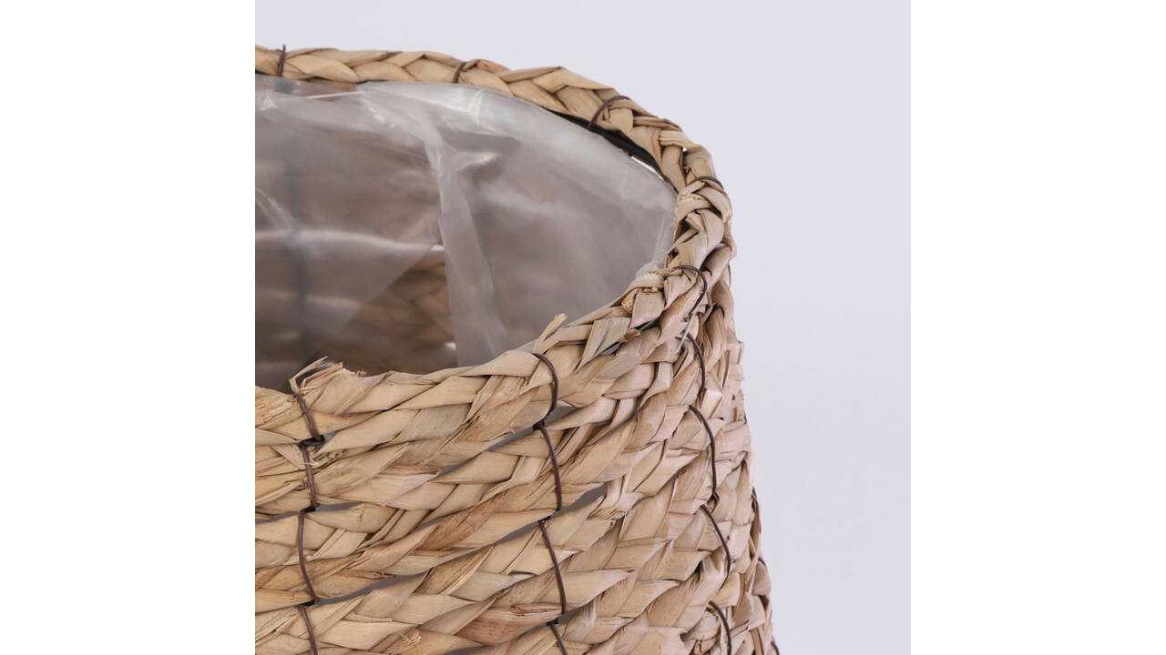 Plantenmand Mica Avalon zeegras rond lichbruin 31x30cm