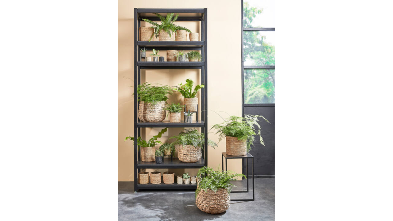 Plantenmand Mica Avalon zeegras rond lichbruin 31x30cm