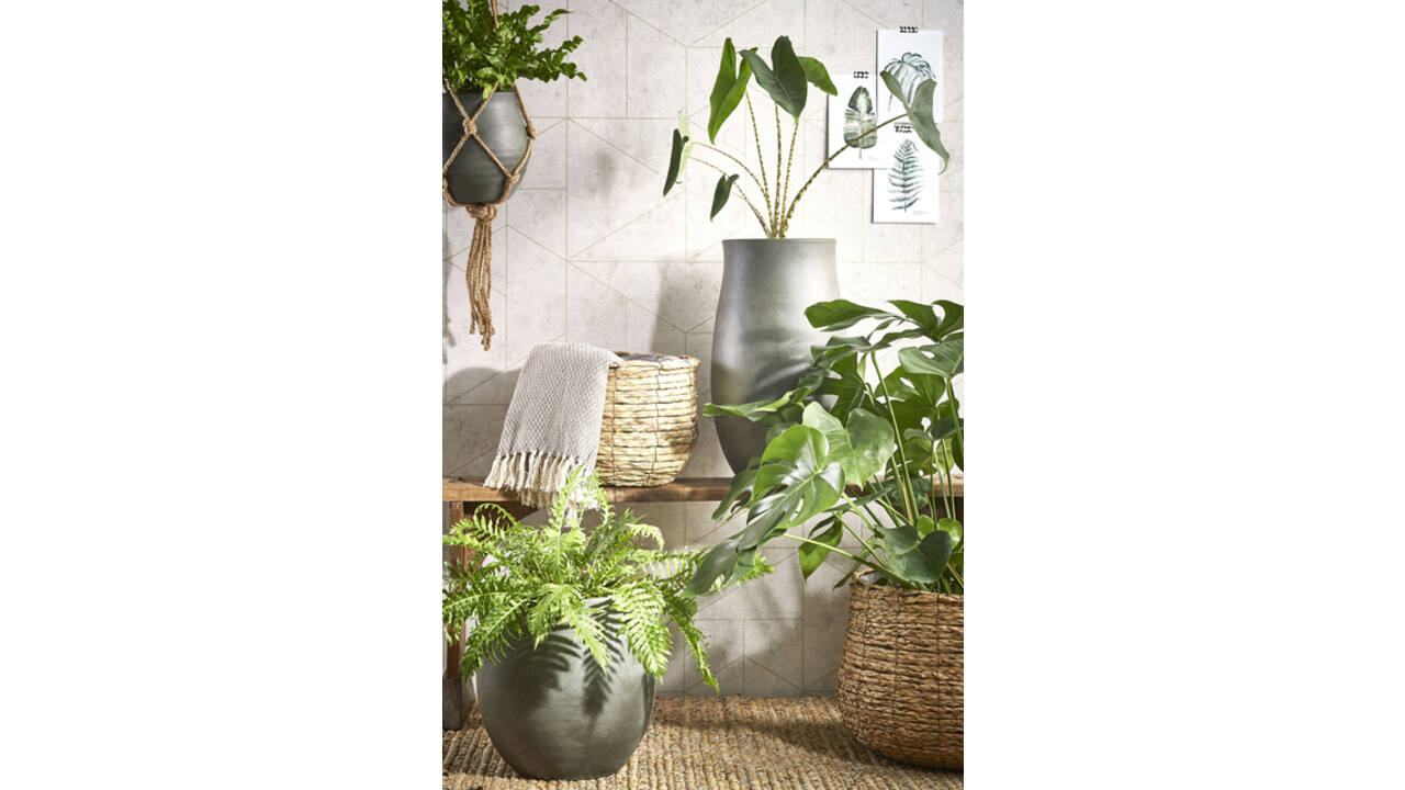 Plantenmand Mica Avalon zeegras rond lichtbruin 26x26cm