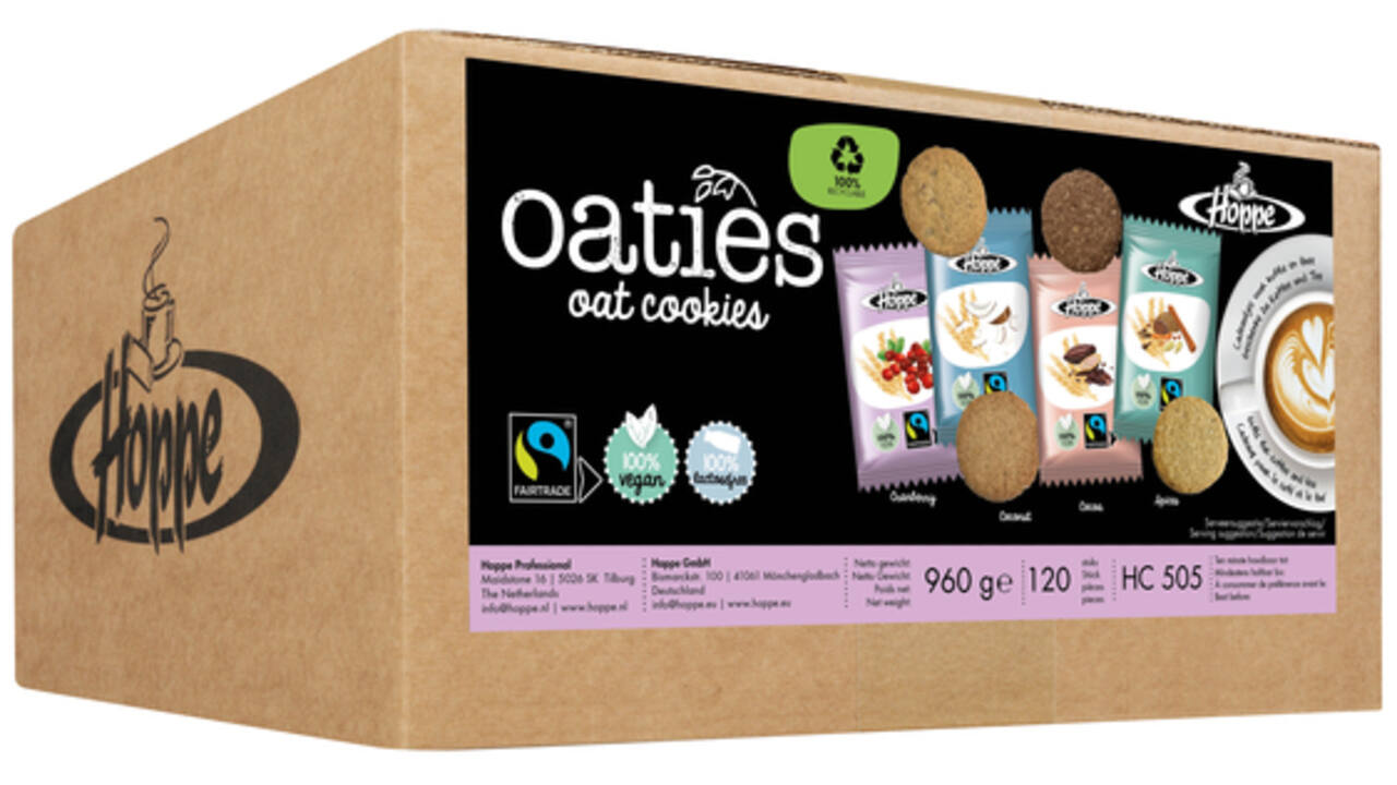 Haverkoek Hoppe Oaties fairtrade koekjesmix 120 stuks