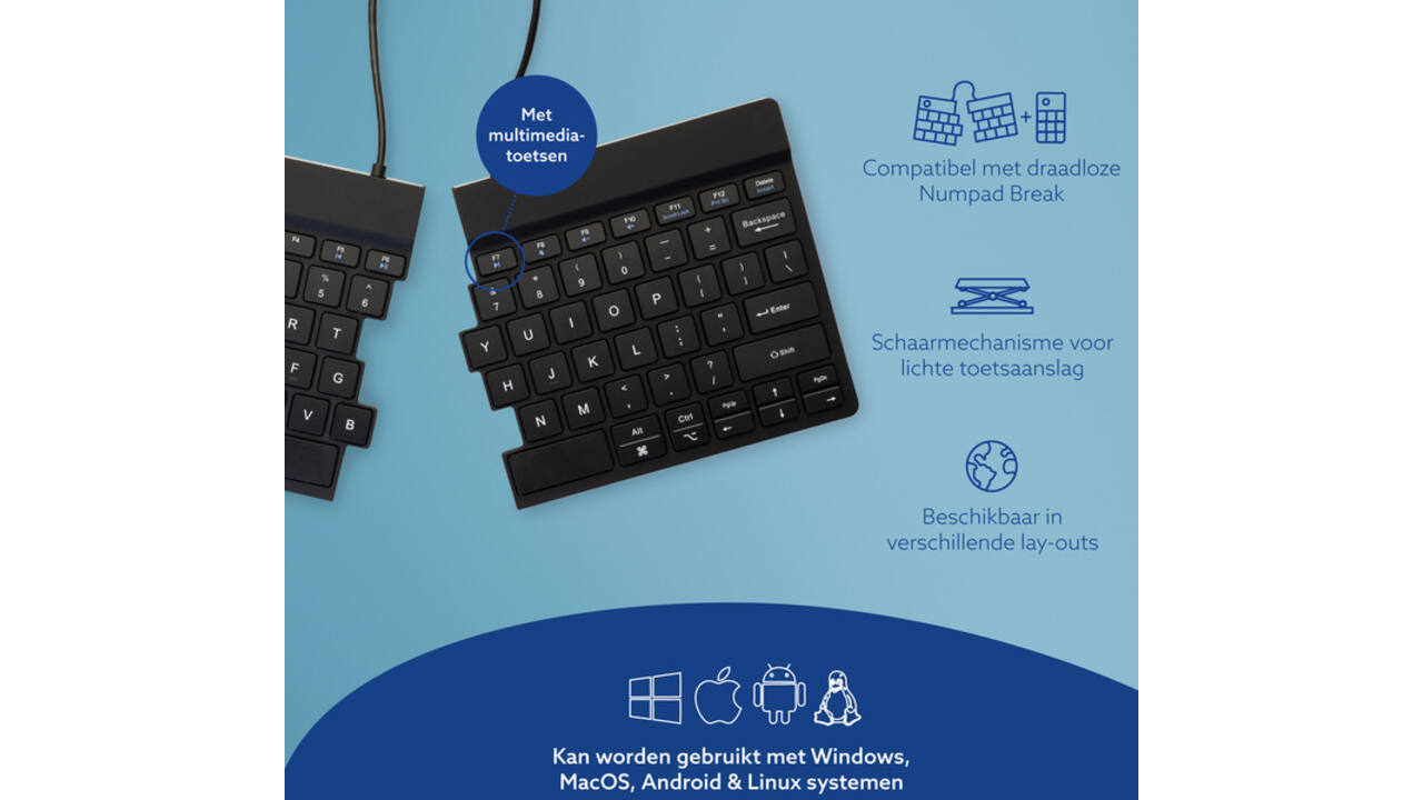 Toetsenbord R-Go Split Break QWERTY WL zwart