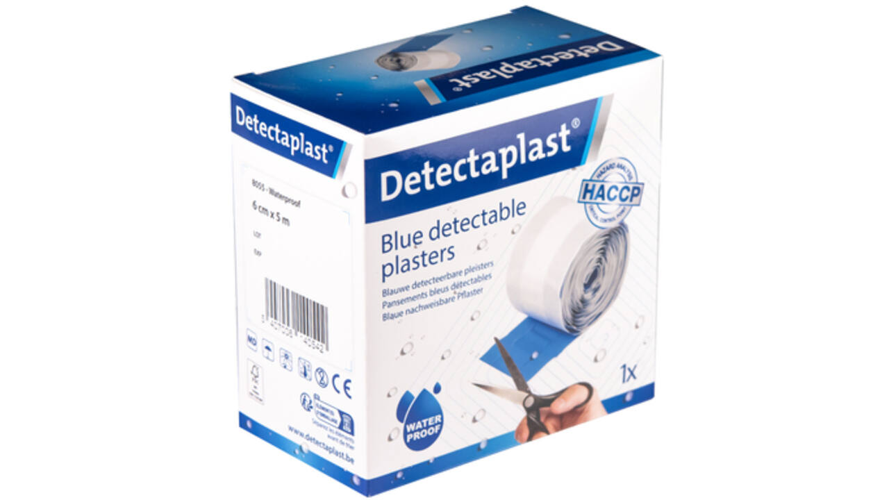 Waterafstotende blauwe pleister Detectaplast 6cmx5m