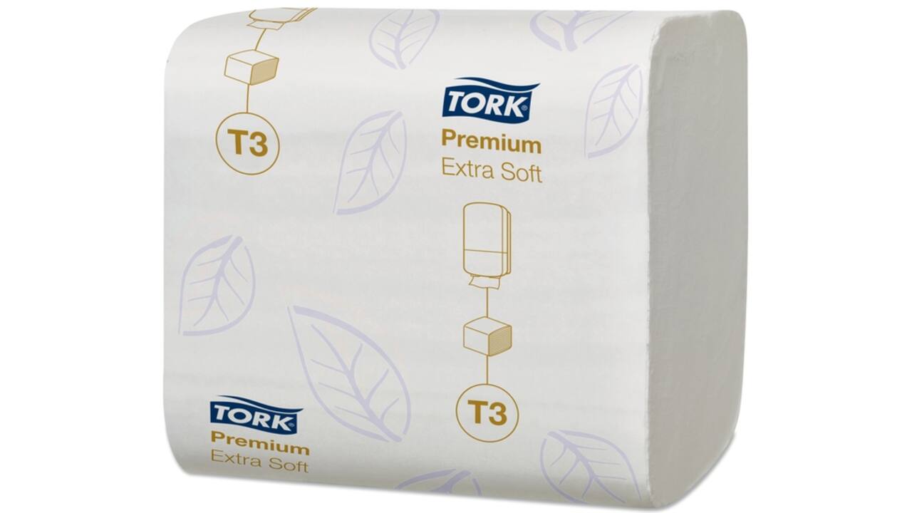Toiletpapier Tork T3 gevouwen Premium Extra Soft 2-laags 30x252vel 114276