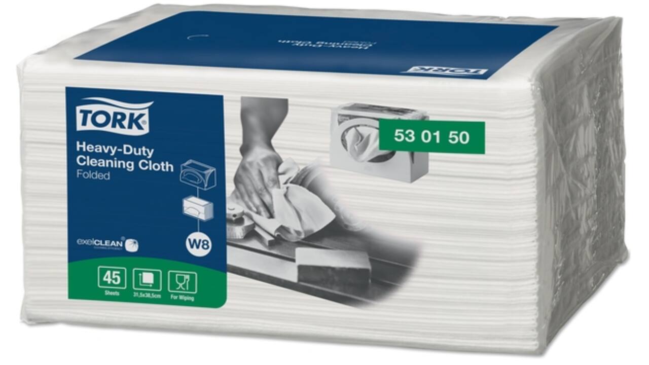 Reinigingsdoek Tork Heavy-Duty W8 45 doeken wit 530150