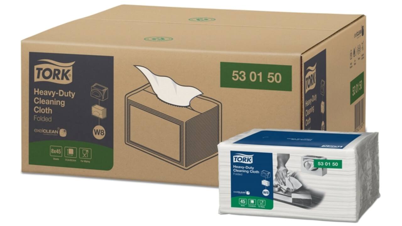 Reinigingsdoek Tork Heavy-Duty W8 45 doeken wit 530150