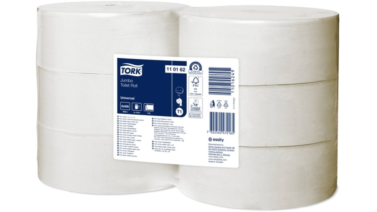 Toiletpapier Tork Jumbo T1 Universal 1-laags 500m wit 120160
