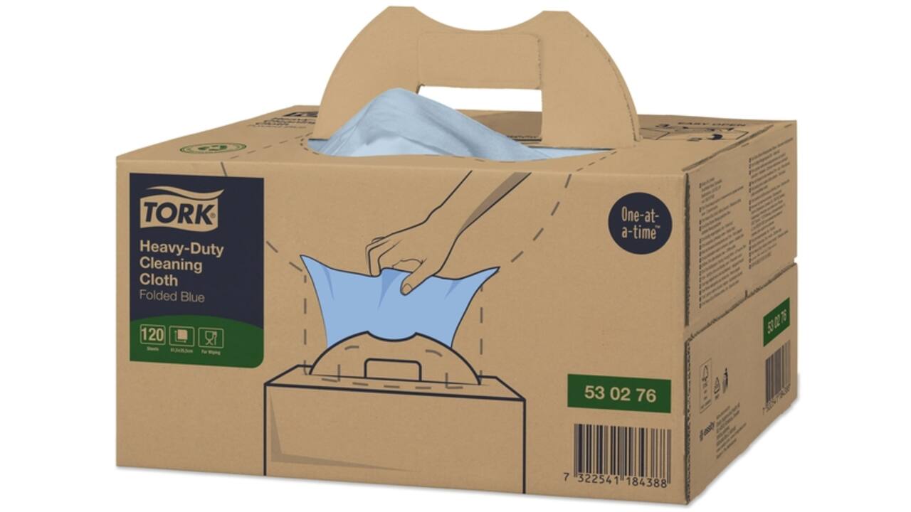 Reinigingsdoek Tork Heavy-Duty XL W7 Handy Box 120 doeken blauw 530276