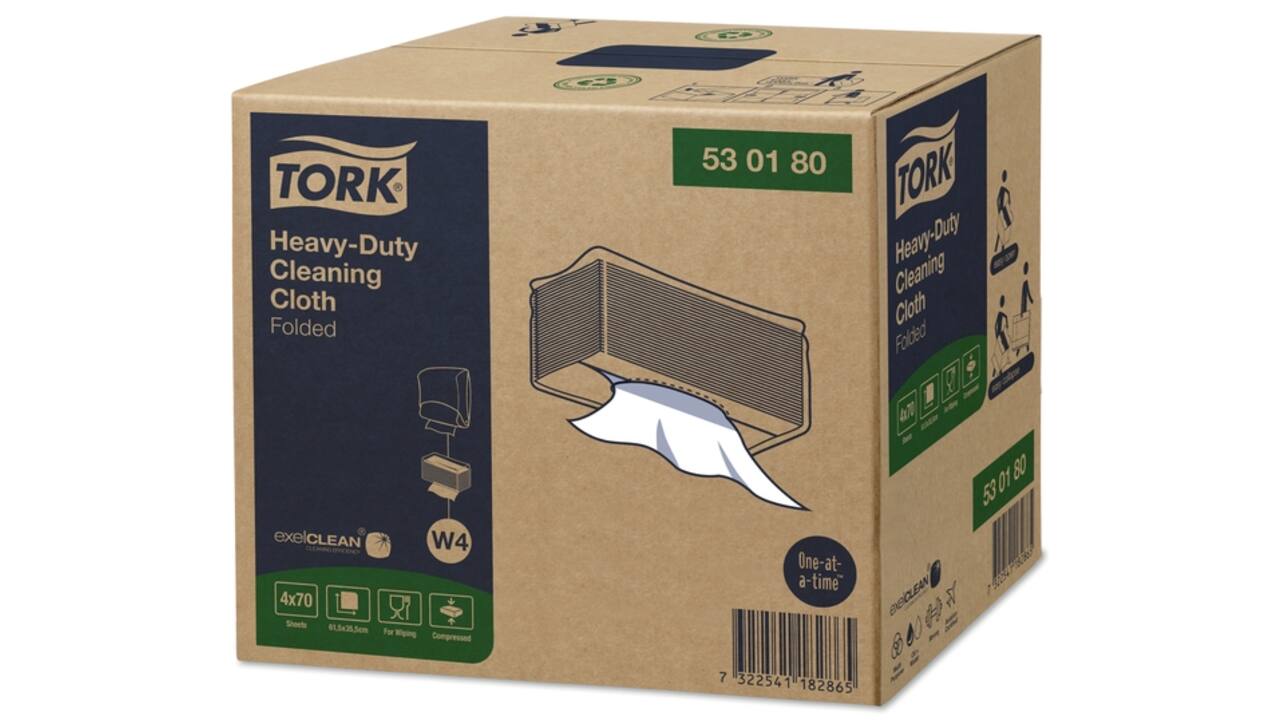Reinigingsdoek Tork Heavy-Duty Cleaning XL W4 nonwoven 70 vel wit 530180