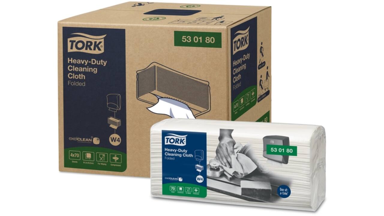 Reinigingsdoek Tork Heavy-Duty Cleaning XL W4 nonwoven 70 vel wit 530180