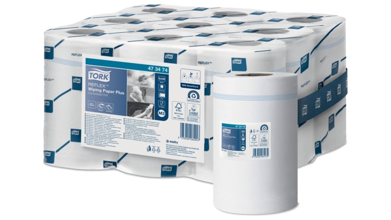 Poetsrol Tork Reflex™ M3 Centerfeed Mini Plus 2-laags 67m wit 473474